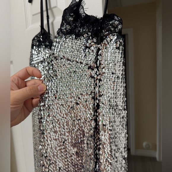 NWT Gianni Bini x Lilly Sisto Allegra Sequin Lace Trim Midi Slip Dress 8 - Picture 7 of 11